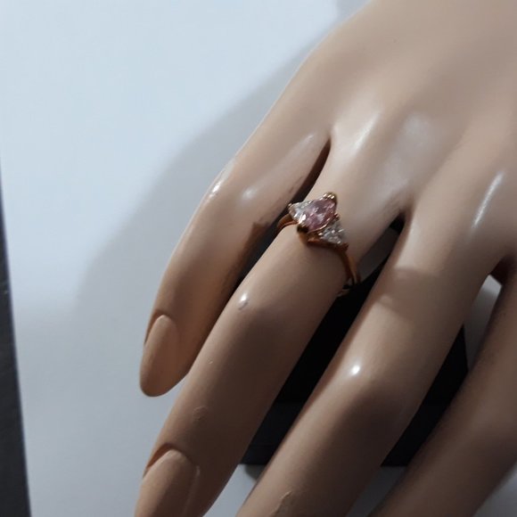 Promise Ring Pink Sapphire Cubic Zirconia October BirthStone 1ct - Picture 4 of 12